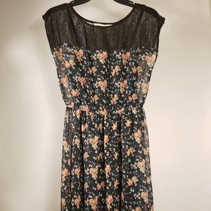 New. Not worn. Black. Floral. High low. Dress